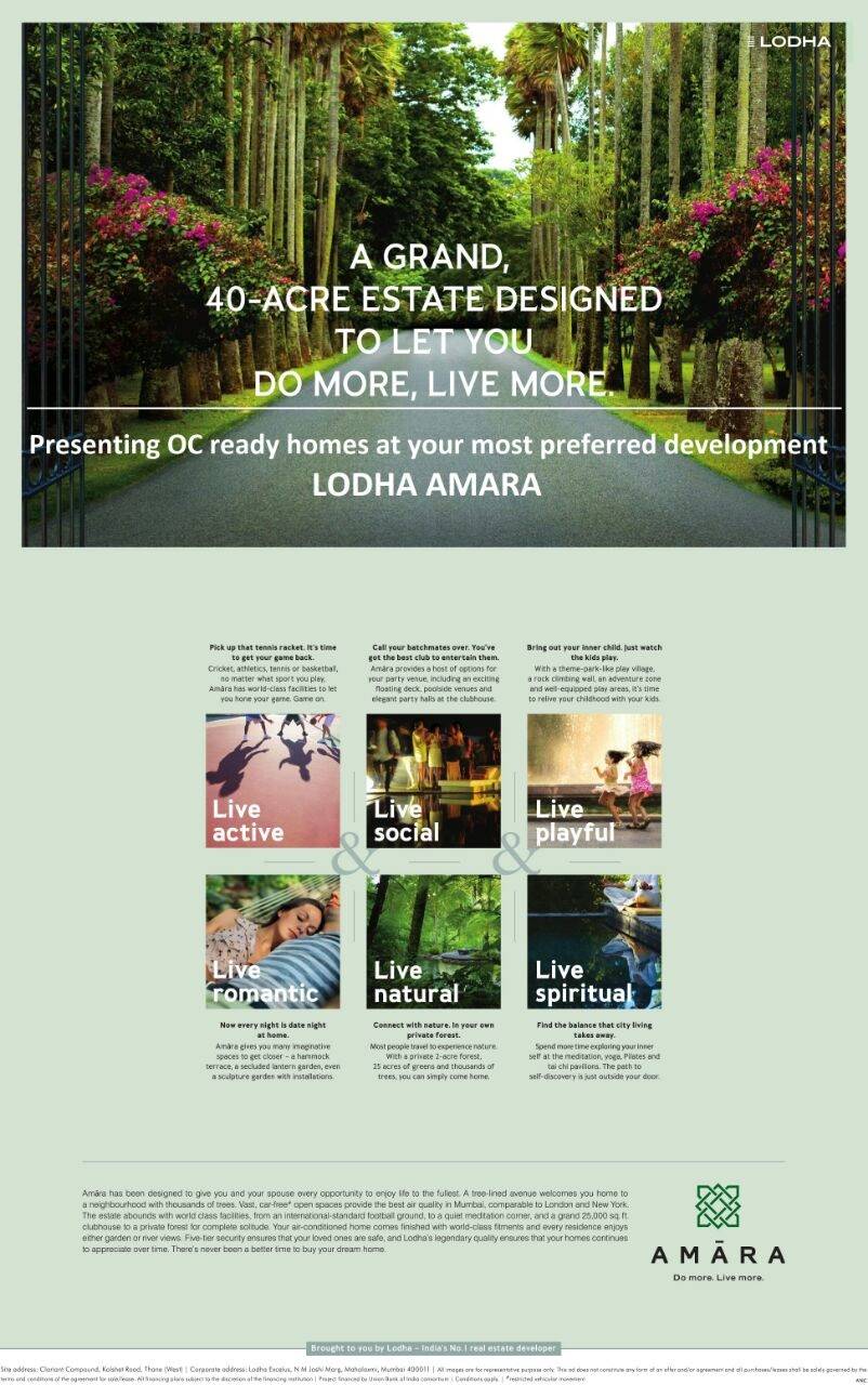 Presenting OC ready homes in your most preferred development at Lodha Amara in Mumbai